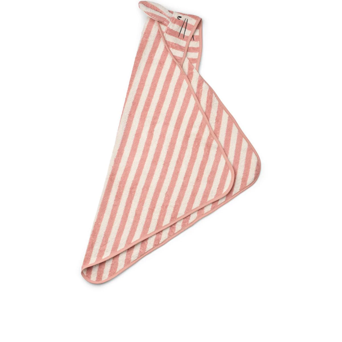 Albert hooded baby towel - Coral blush / creme de la creme stripe - Image 2