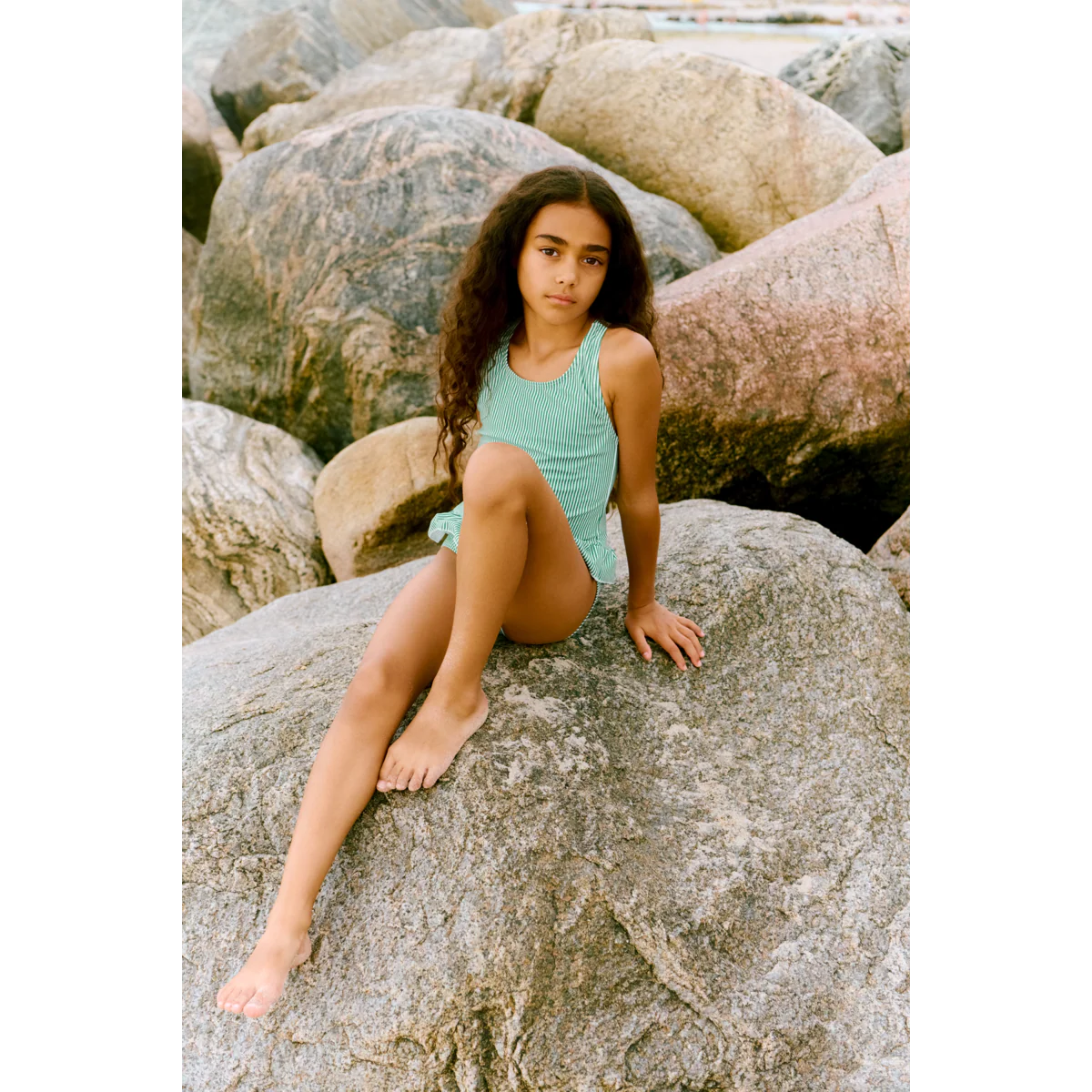 Amara Striped Swimsuit - Bright garden / Creme de la creme - Image 3