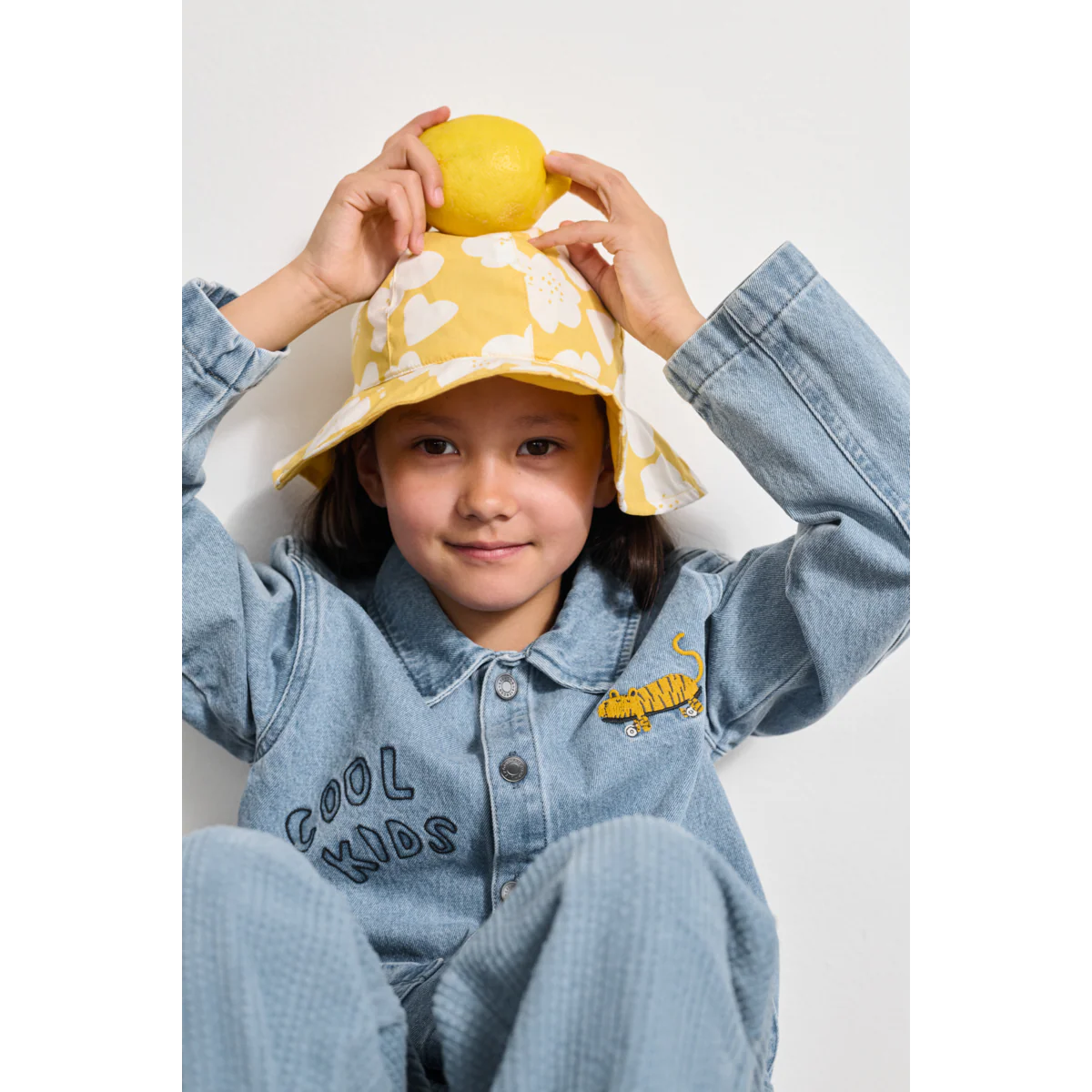 Amelia Reversible Sun Hat - Flower / Lemon yellow - Image 4