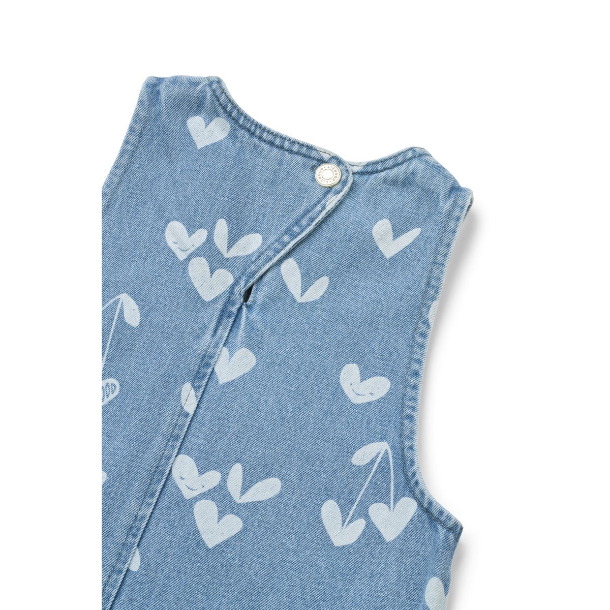 Angelica Printed Denim frill Dress - Sweethearts / light blue denim - Image 3