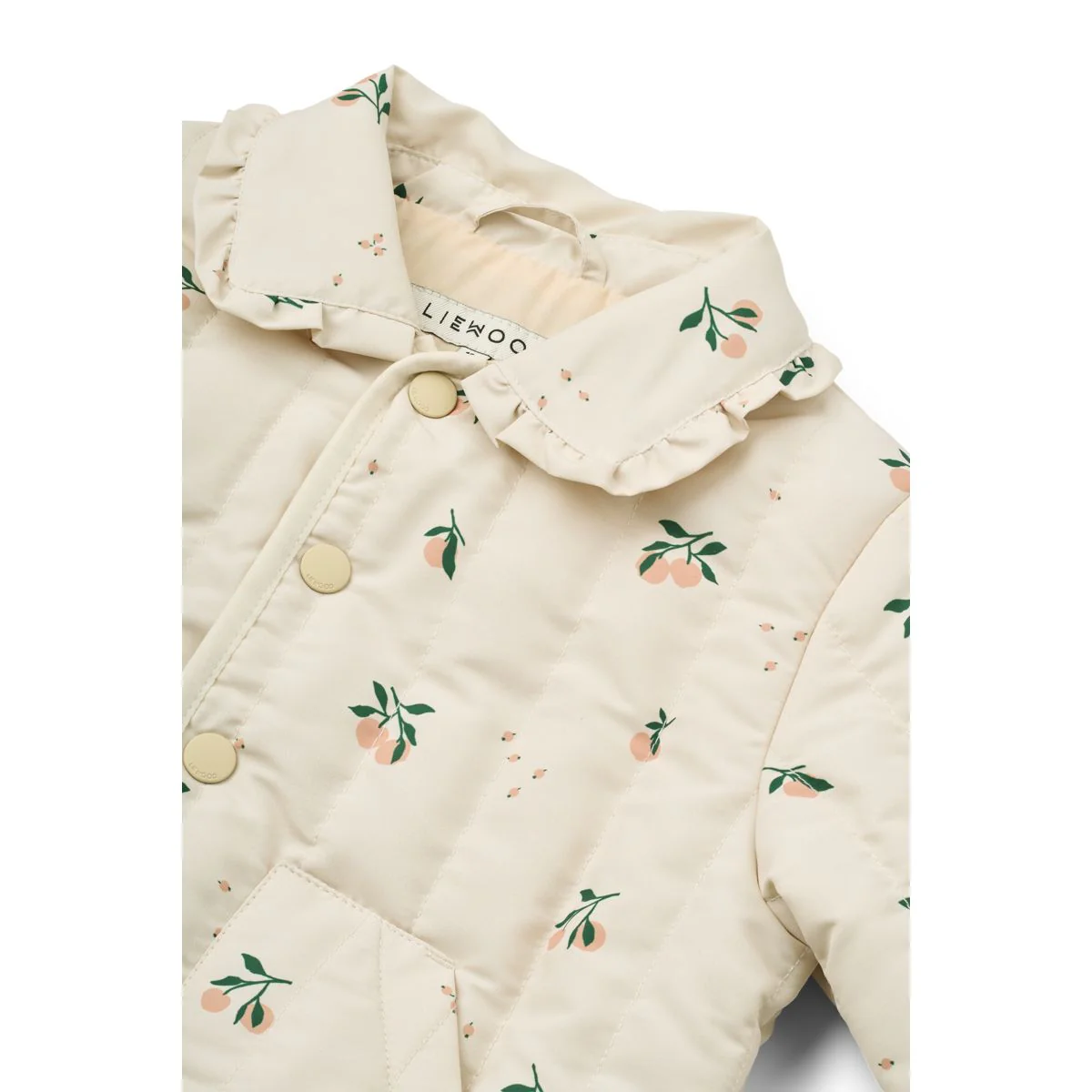 Bea Quilted Jacket With Frill Collar - Peach / Sea shell - Image 3
