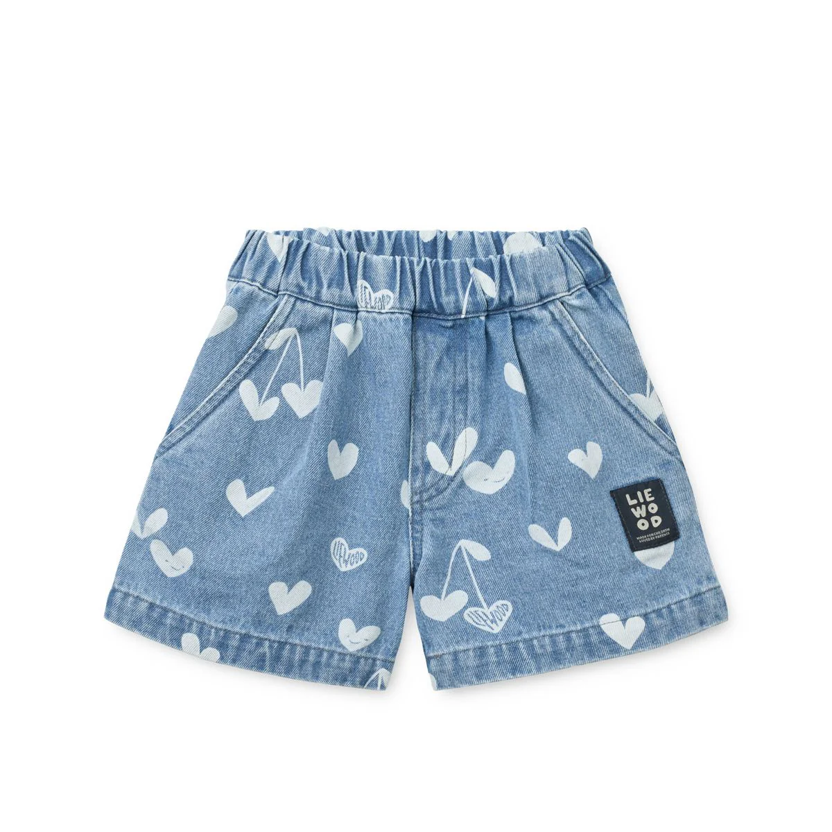 Borrisa Printed Denim Shorts - Sweethearts / light blue denim