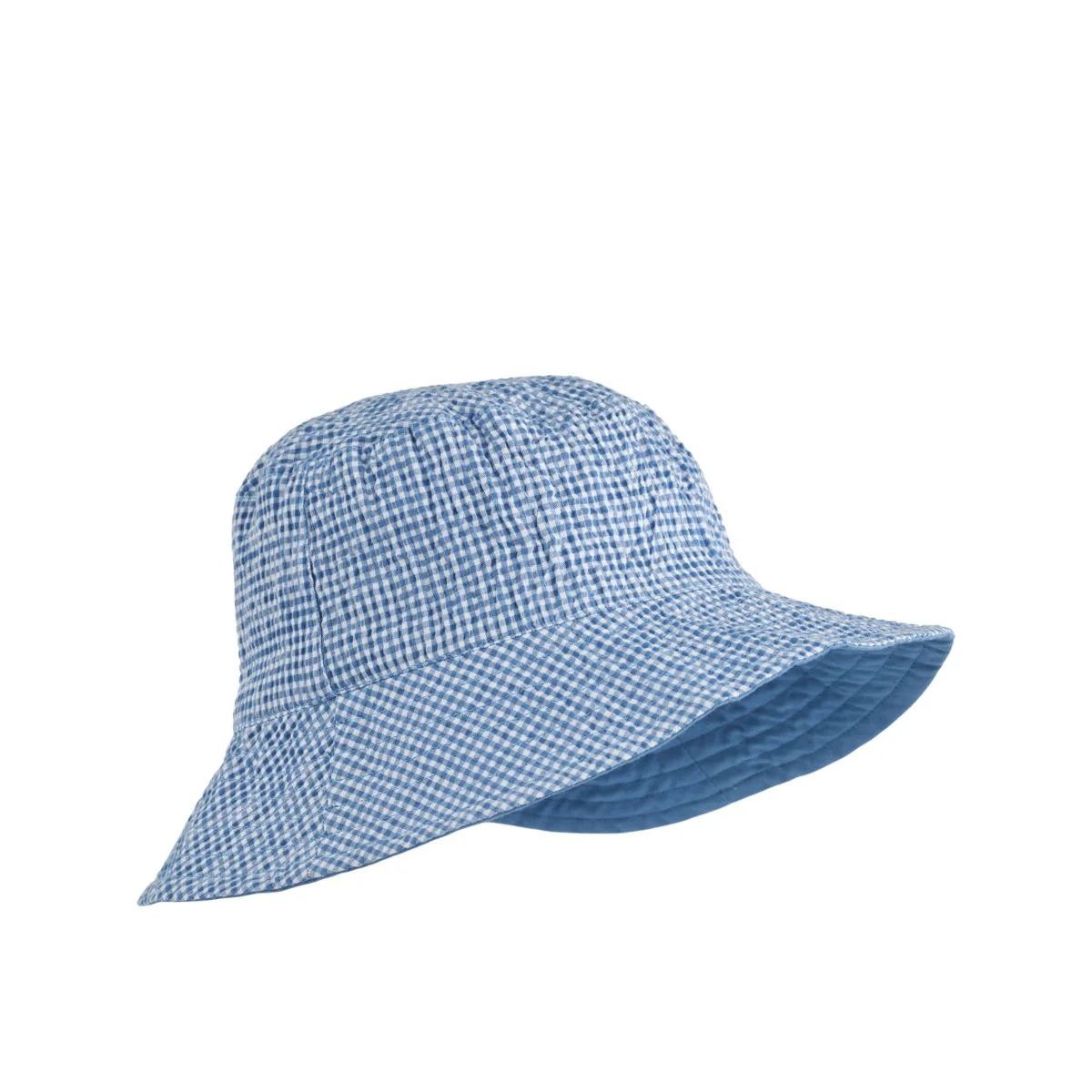 Damon Seersucker Bucket Hat - Y/D Check Riverside / Crisp white