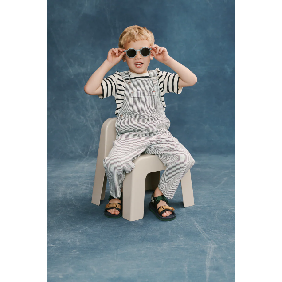 Delani Striped Denim Dungarees - Classic navy / Creme de la creme - Image 4
