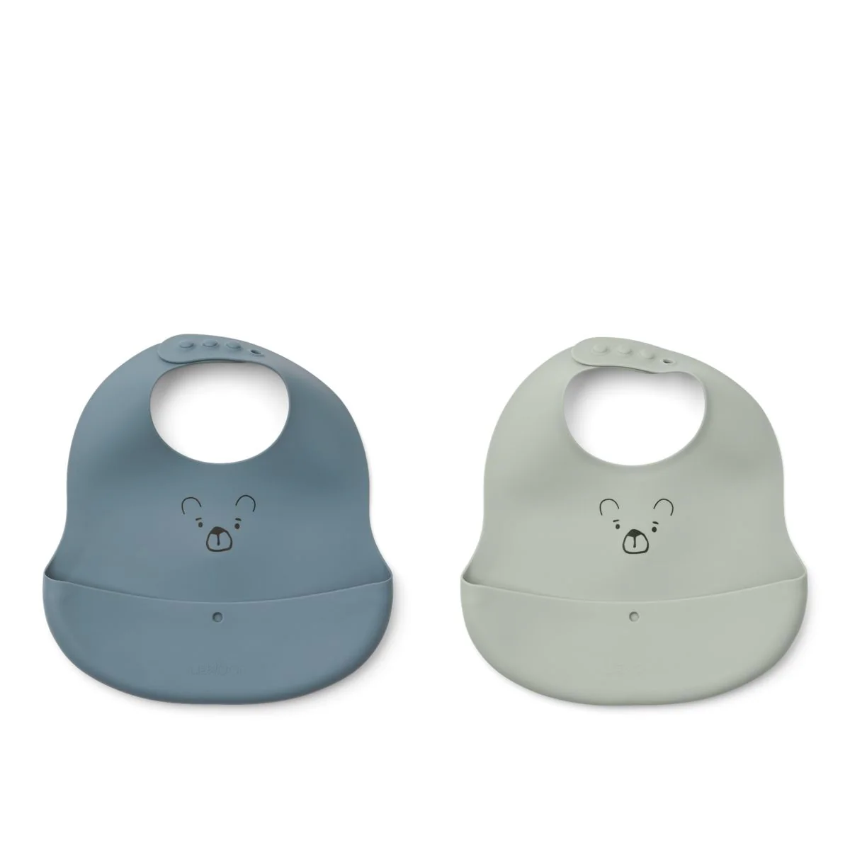 EMBER Printed Bib 2-pack - Mr Bear  dove blue / whale blue