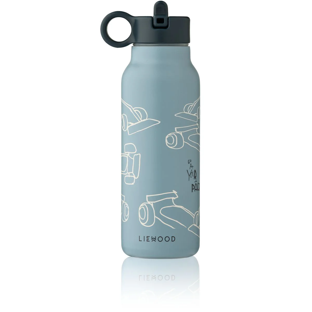 FALK Water Bottle 350 ml - Race cars / Beach blue
