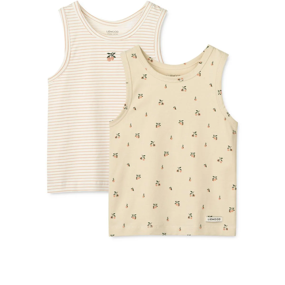Faris Tank Top 2-pack - Mini peach sea shell / stripe mix