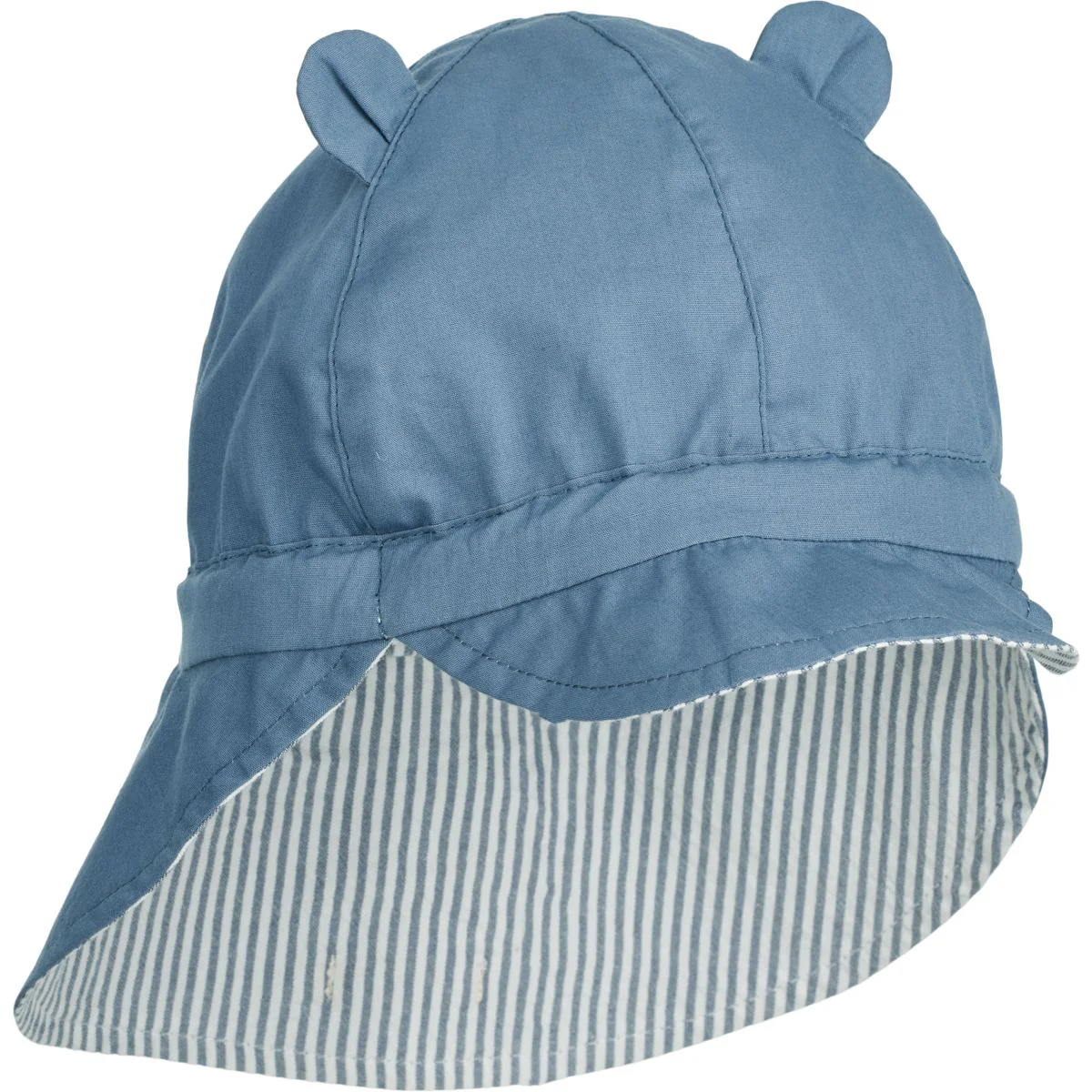 Gorm Seersucker Sun Hat - Y/D stripe: Blue wave/creme de la creme - Image 3