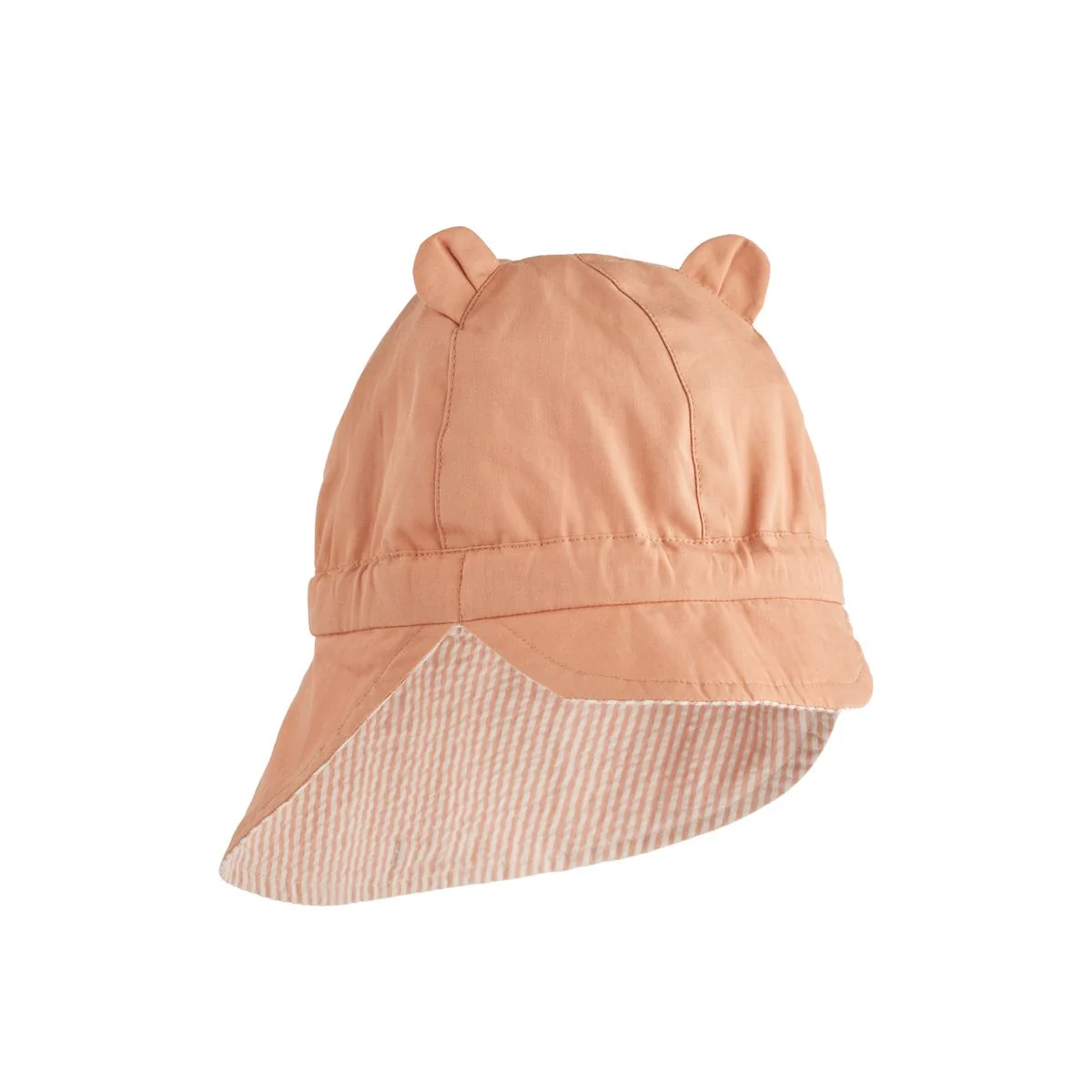 Gorm Seersucker Sun Hat - Y/D Stripe Tuscany rose / Sandy - Image 3