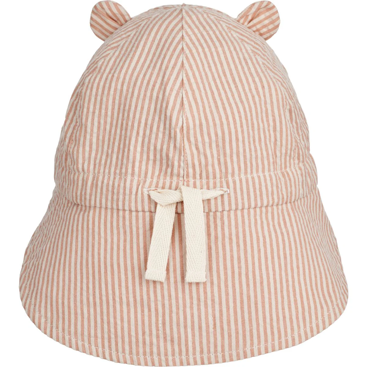 Gorm Seersucker Sun Hat - Y/D Stripe Tuscany rose / Sandy - Image 4