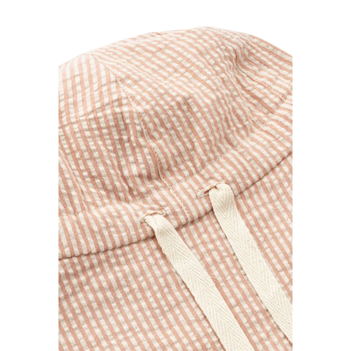 Gorm Seersucker Sun Hat - Y/D Stripe Tuscany rose / Sandy - Image 5