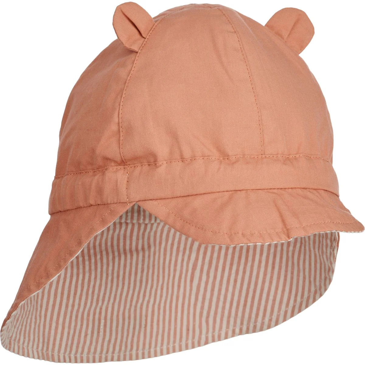 Gorm Seersucker Sun Hat - Y/D Stripe Tuscany rose / Sandy - Image 7