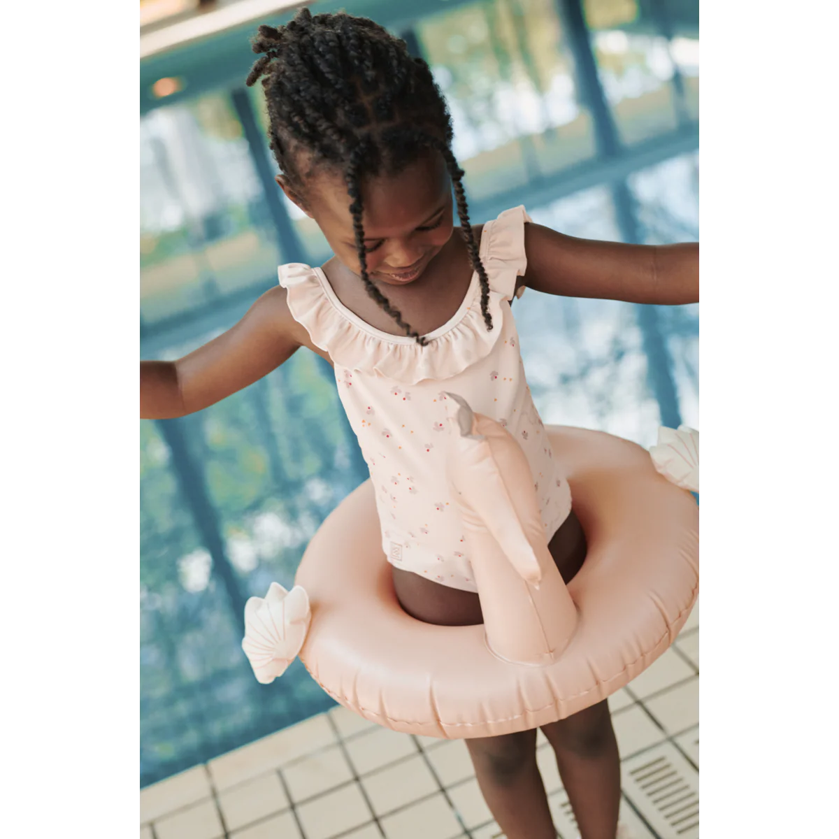 Kallie printed ruffle swimsuit - Mini Butterfly / Apple blossom - Image 3