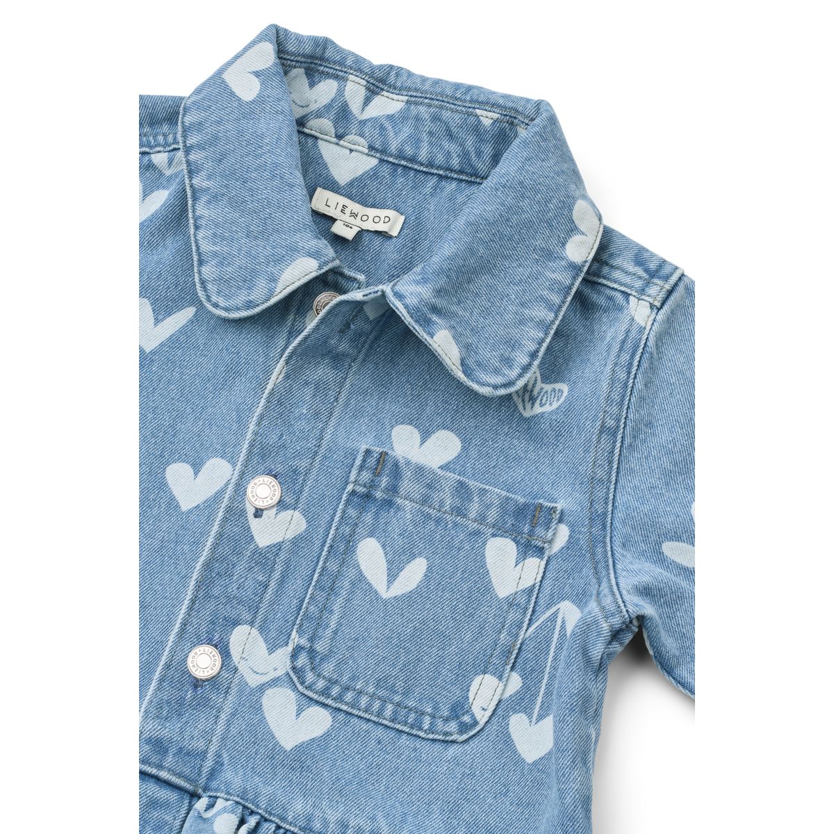 Kenza Printed Denim Overshirt - Sweethearts / light blue denim - Image 3