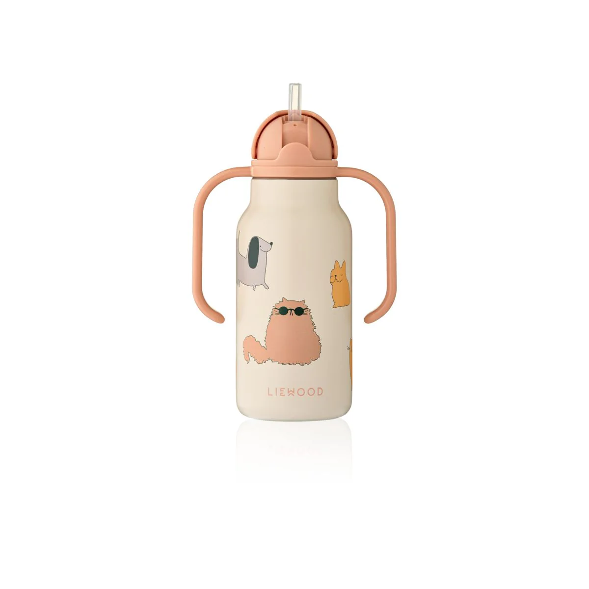 KIMMIE Steel Water Bottle 250 Ml - Cats and Dogs / Sandy - Image 3