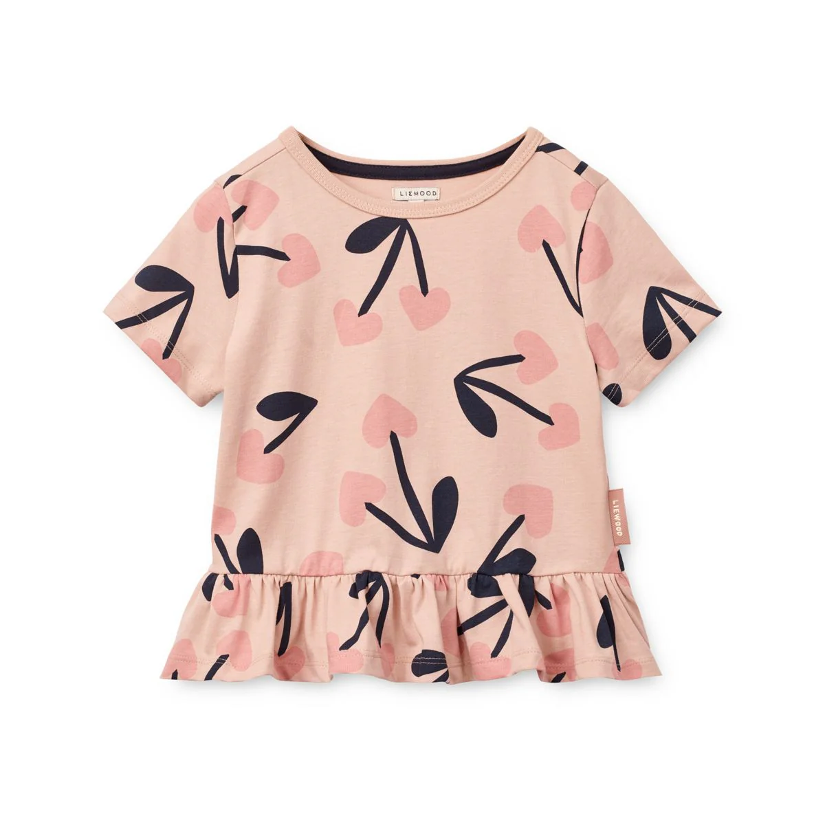Kya Short-sleeve peplum T-shirt - Mega Cherry heart / Rosey