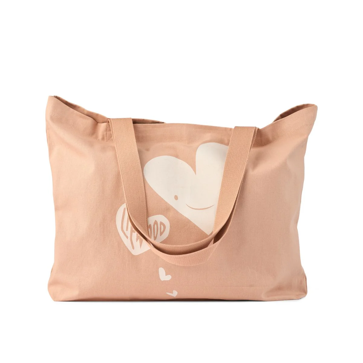 Large Tote Bag - Hearts / Pale tuscany