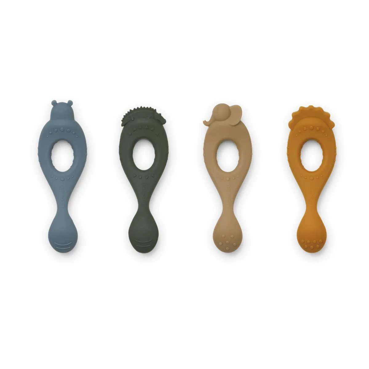 Liva Silicone Spoon 4-Pack - Safari/blue multi mix