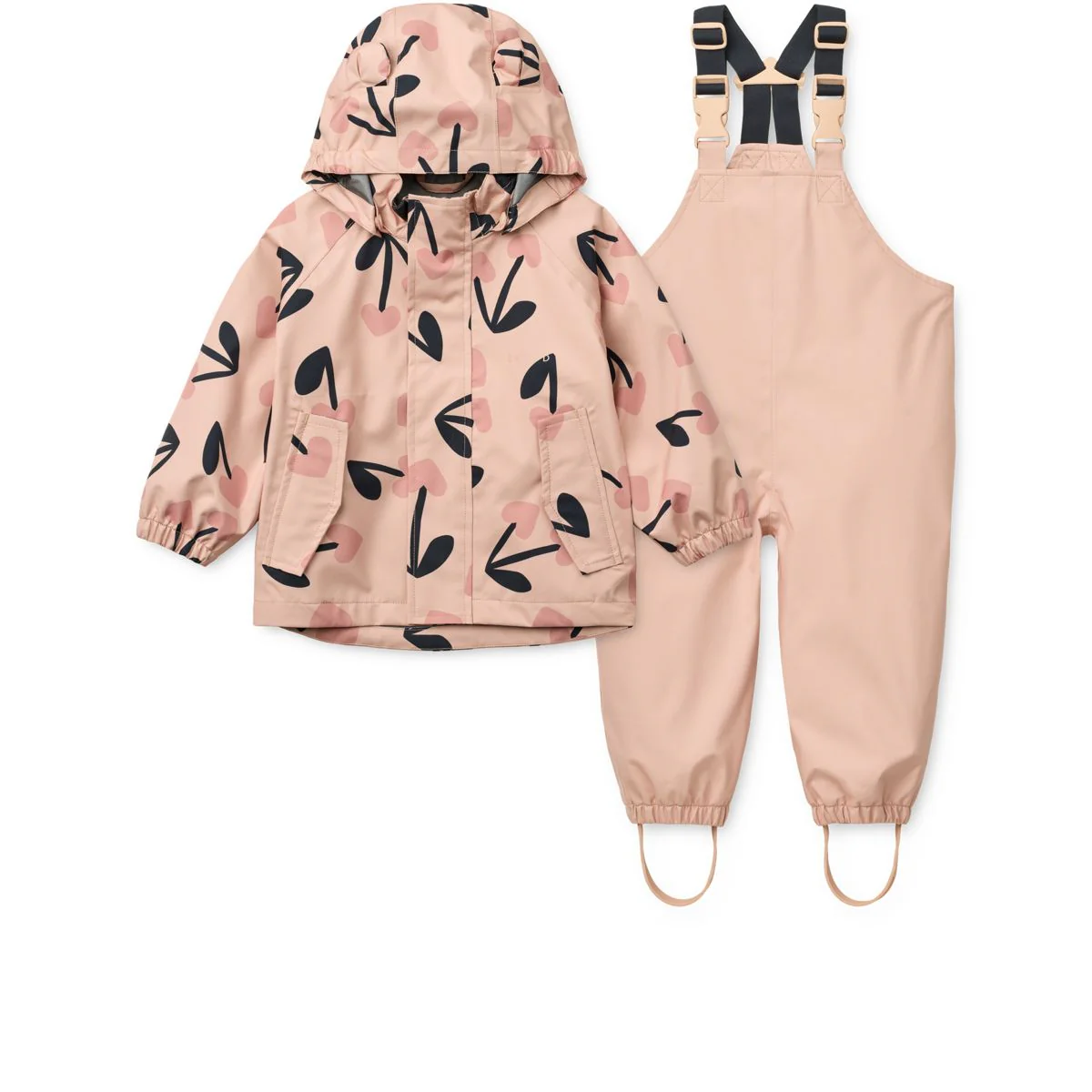 MANU Toddler Rainwear Set - mega cherry heart/ Rosey mix