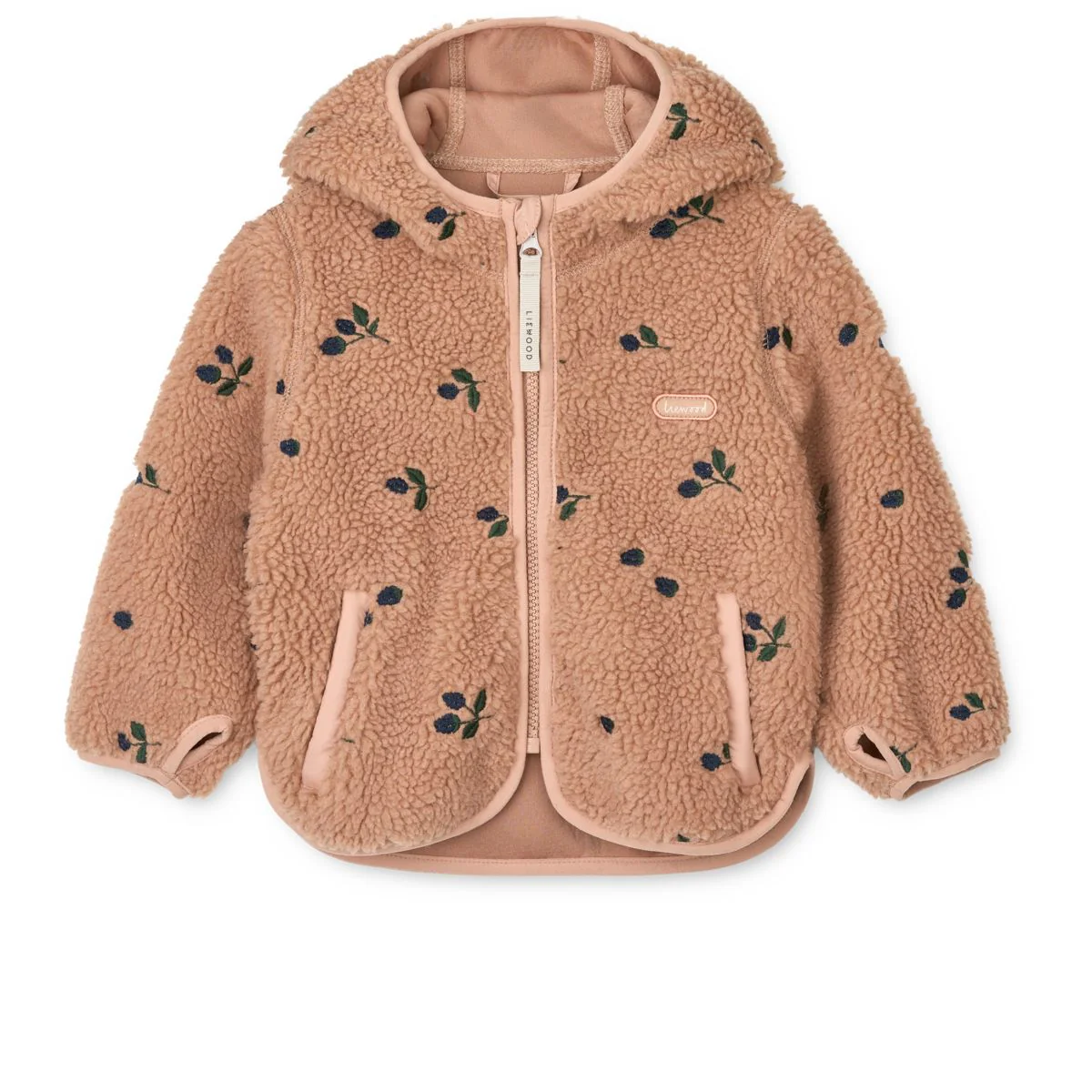 Mara Pile Jacket with ears - Berry / Pale tuscany / Embroidery