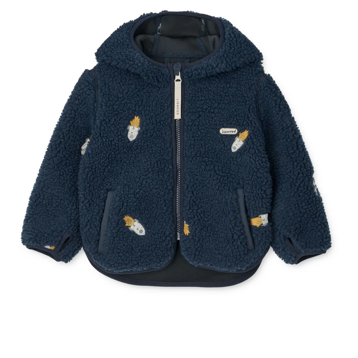 Mara Pile Jacket with ears - Rocket / Classic navy / Embroidery