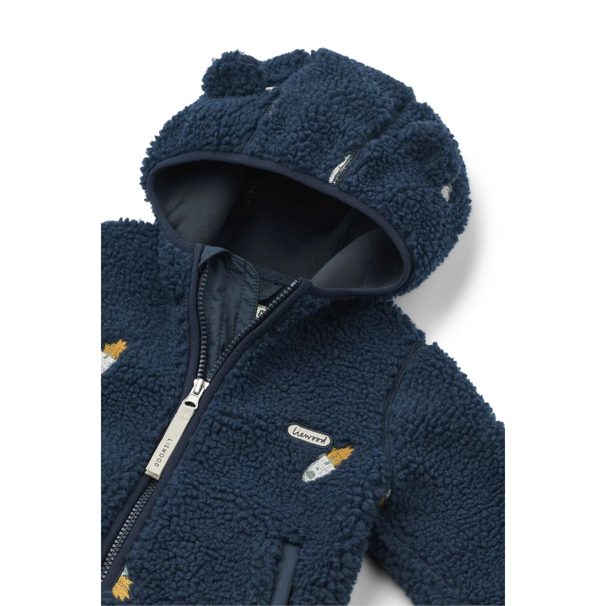 Mara Pile Jacket with ears - Rocket / Classic navy / Embroidery - Image 3