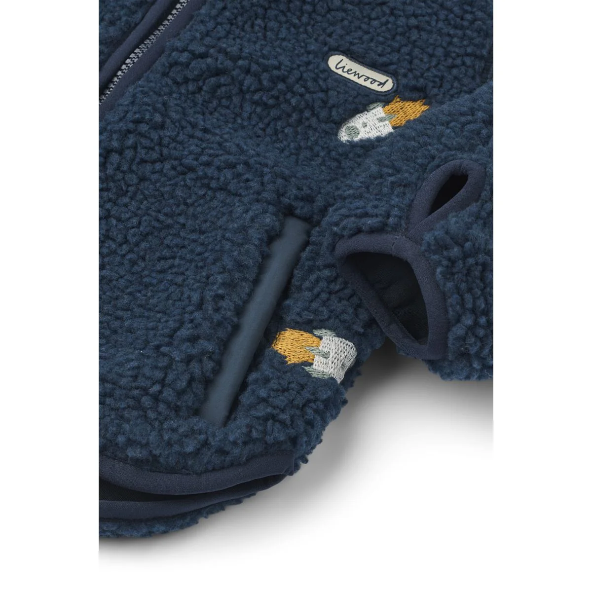 Mara Pile Jacket with ears - Rocket / Classic navy / Embroidery - Image 4