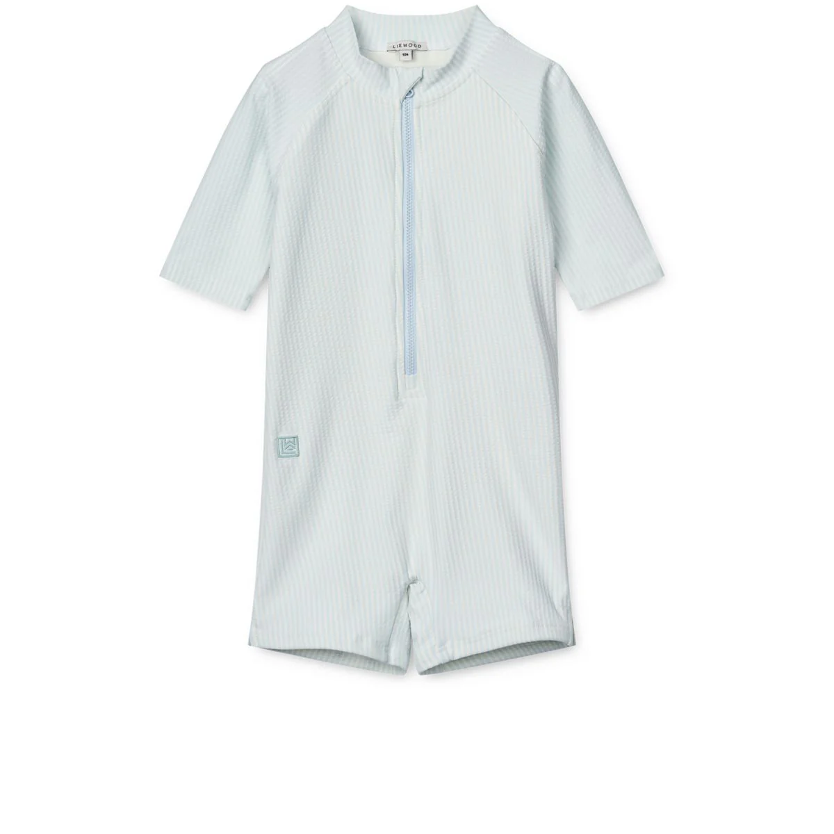 Max Seersucker Short-sleeve swim Jumpsuit - Y/D stripe Pure sky / Creme de la creme
