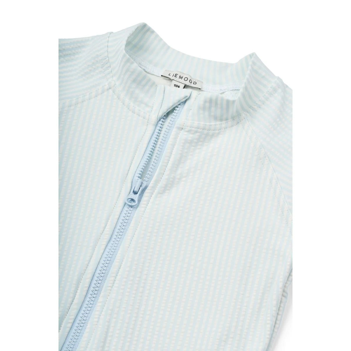 Max Seersucker Short-sleeve swim Jumpsuit - Y/D stripe Pure sky / Creme de la creme - Image 3