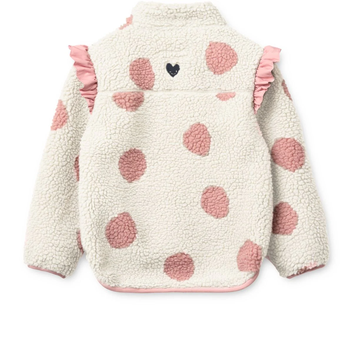 Noam Pile Jacket with Frill - Spot dot Sandy / Rose blush mix - Image 2