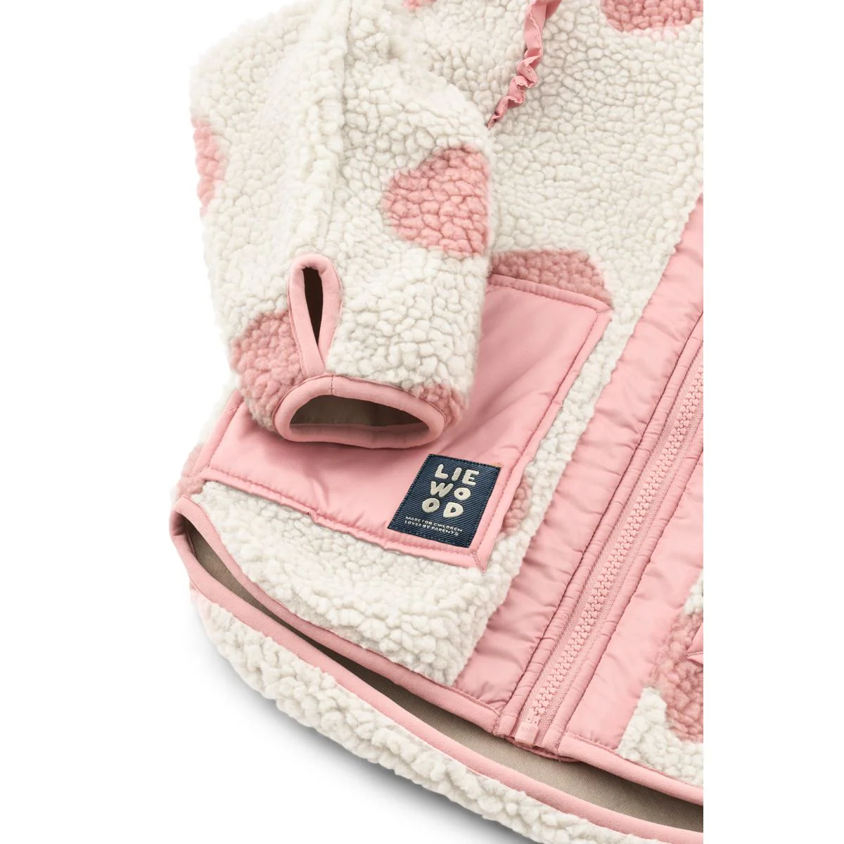 Noam Pile Jacket with Frill - Spot dot Sandy / Rose blush mix - Image 4