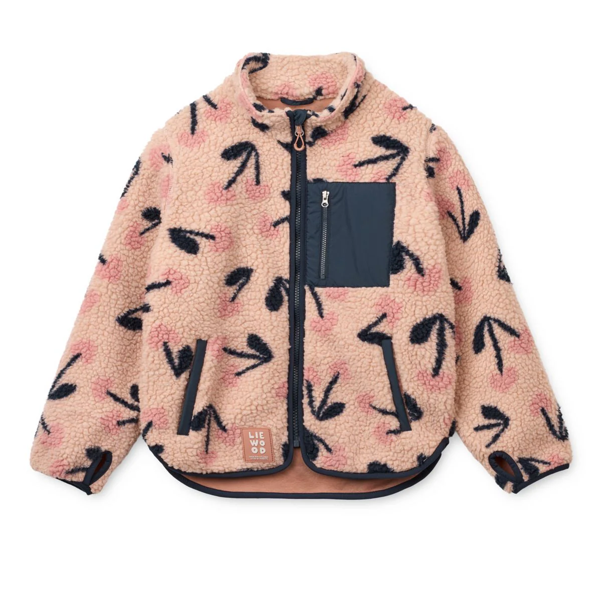 Nolan Pile Jacket - Mega Cherry heart / Rosey