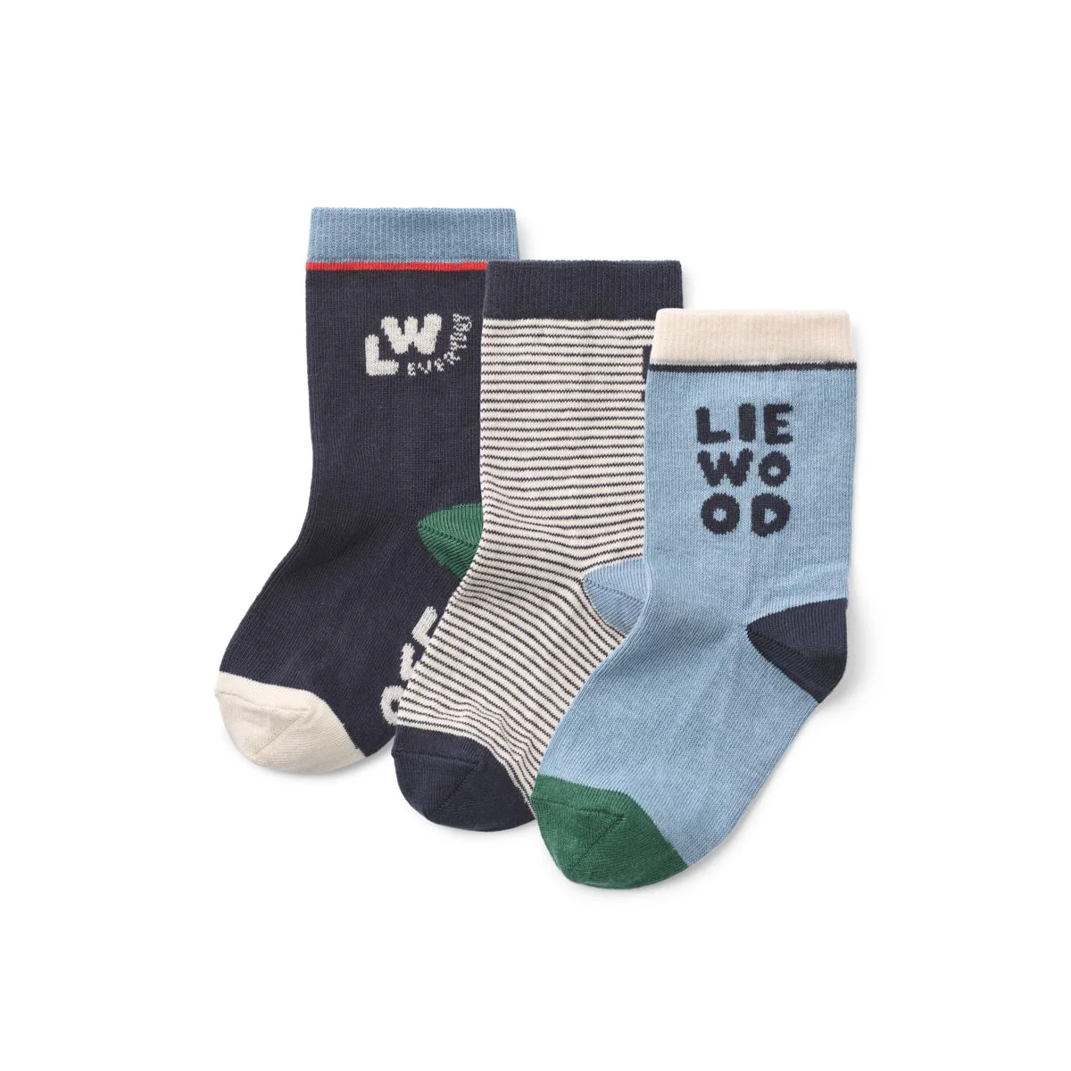 Silas Socks 3-Pack - Beach blue / Classic navy Stripe mix