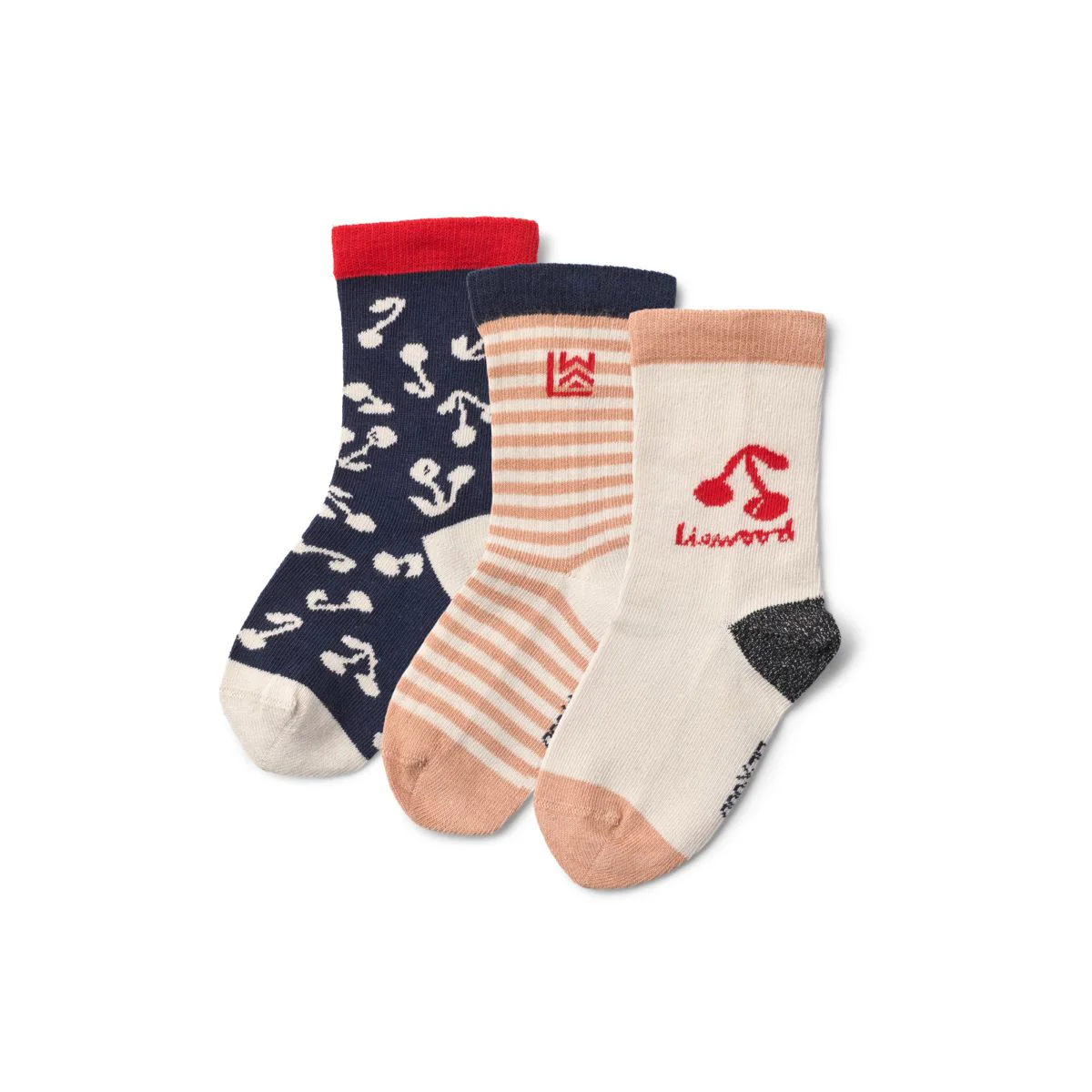 Silas Socks 3-Pack - Cherry blossom / Classic navy