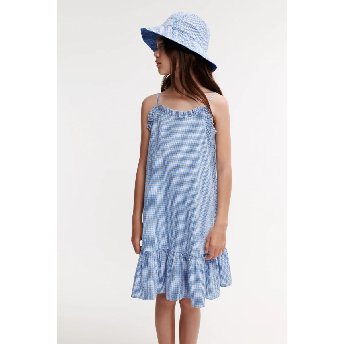 Sophia Seersucker Dress - Y/D Check Riverside / Crisp white - Image 4