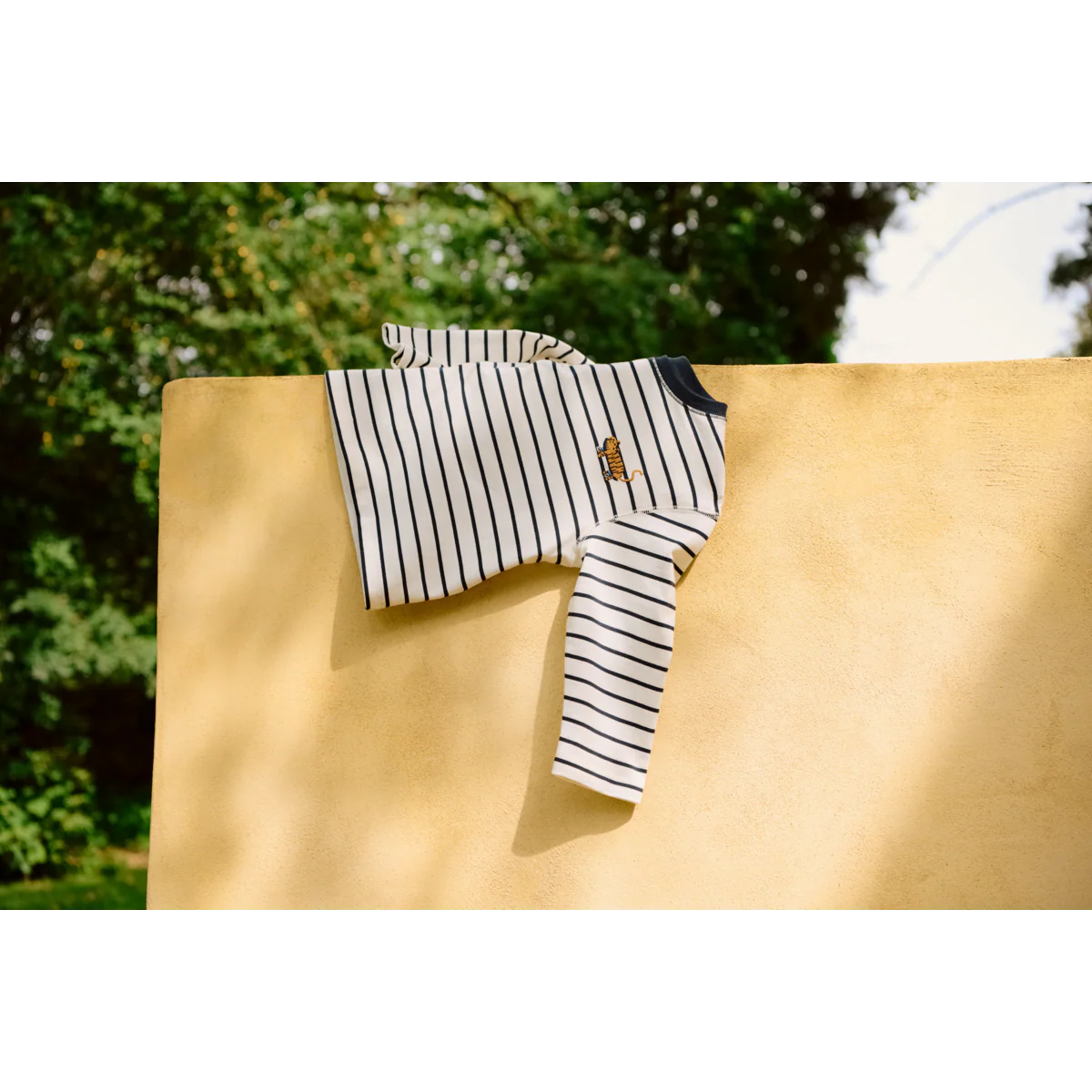 TYLER Striped Long-sleeve T-shirt - Y/D stipes Classic navy / Creme de la creme - Image 4