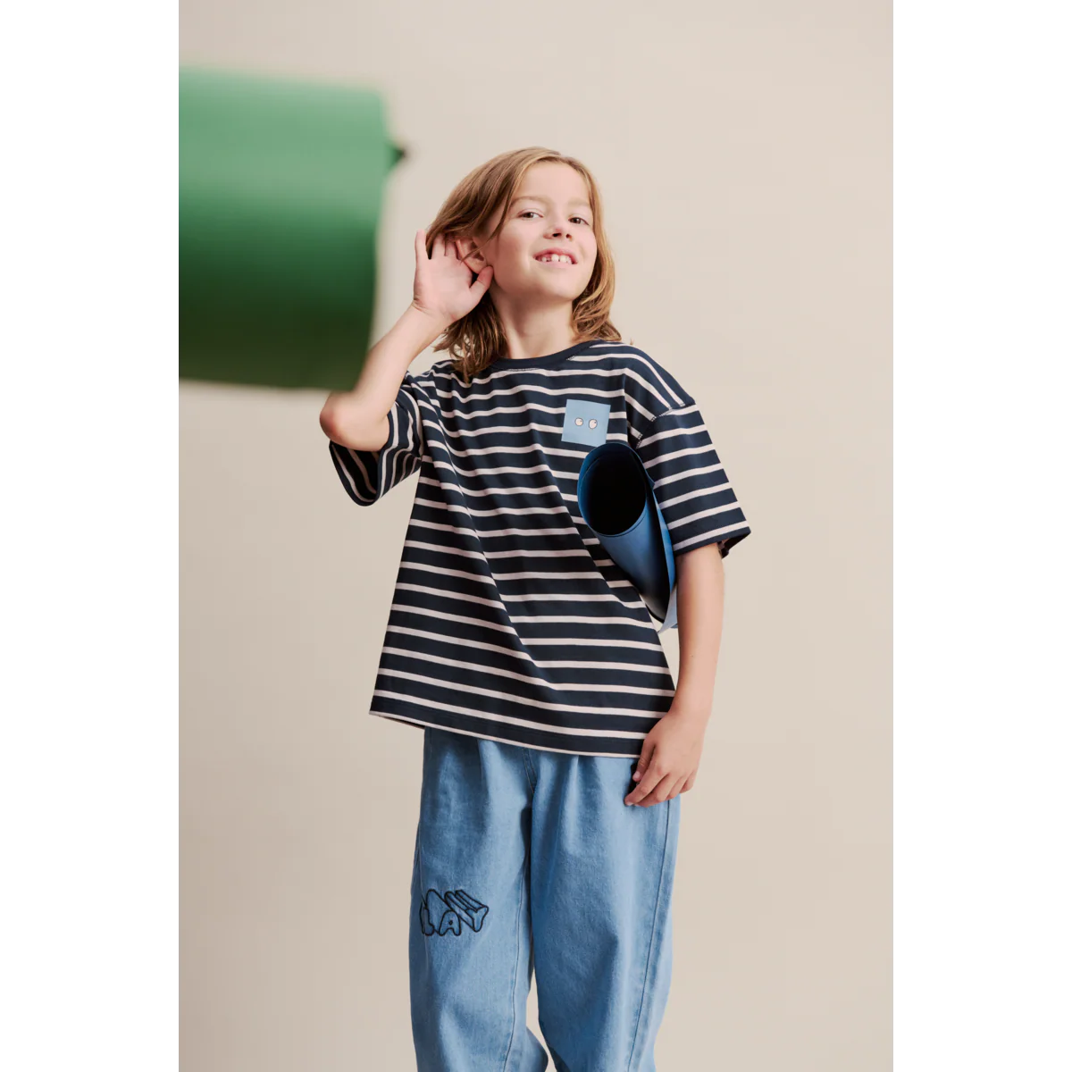 Tyler Striped short-sleeve T-shirt - Y/D stripe classic navy sandy - Image 4