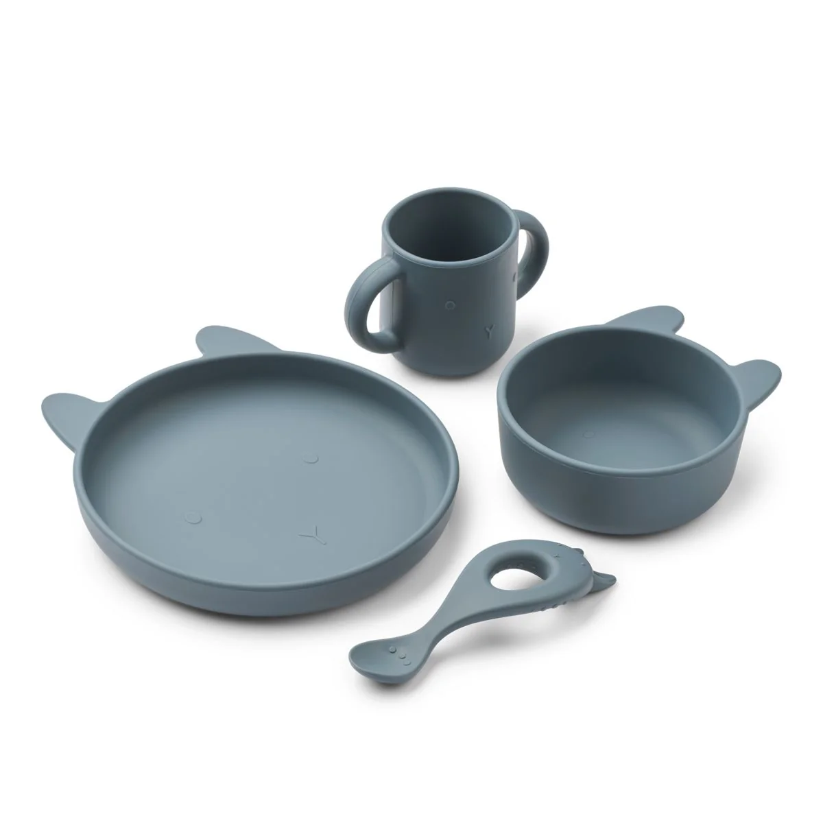 Vivi Silicone Tableware 4 Pack Baby - Rabbit whale blue
