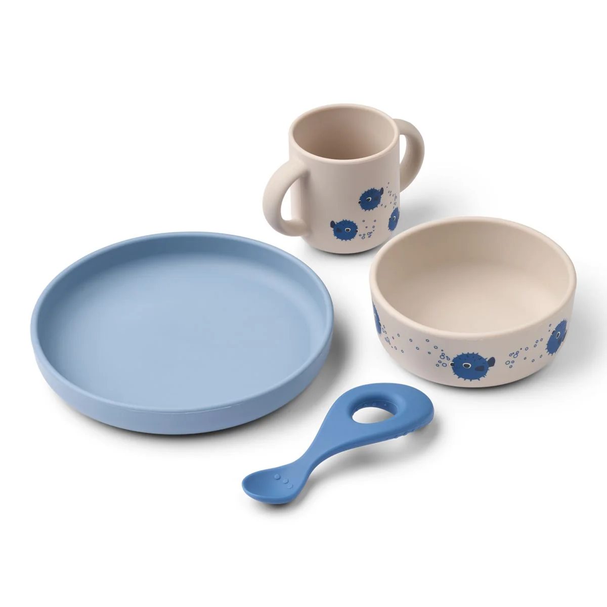 VIVI Silicone Tableware Set - Pufferfish / Sandy